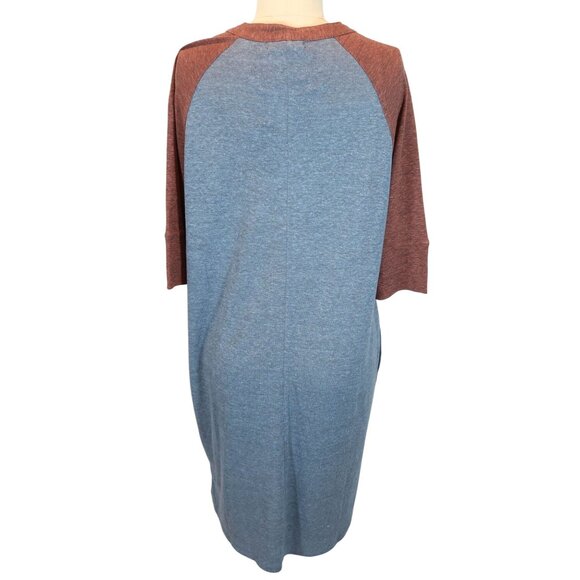 PRANA Cozy Up Henley Dress Size S NWT Casual Hemp Rust Blue/Gray Pockets - Picture 3 of 9